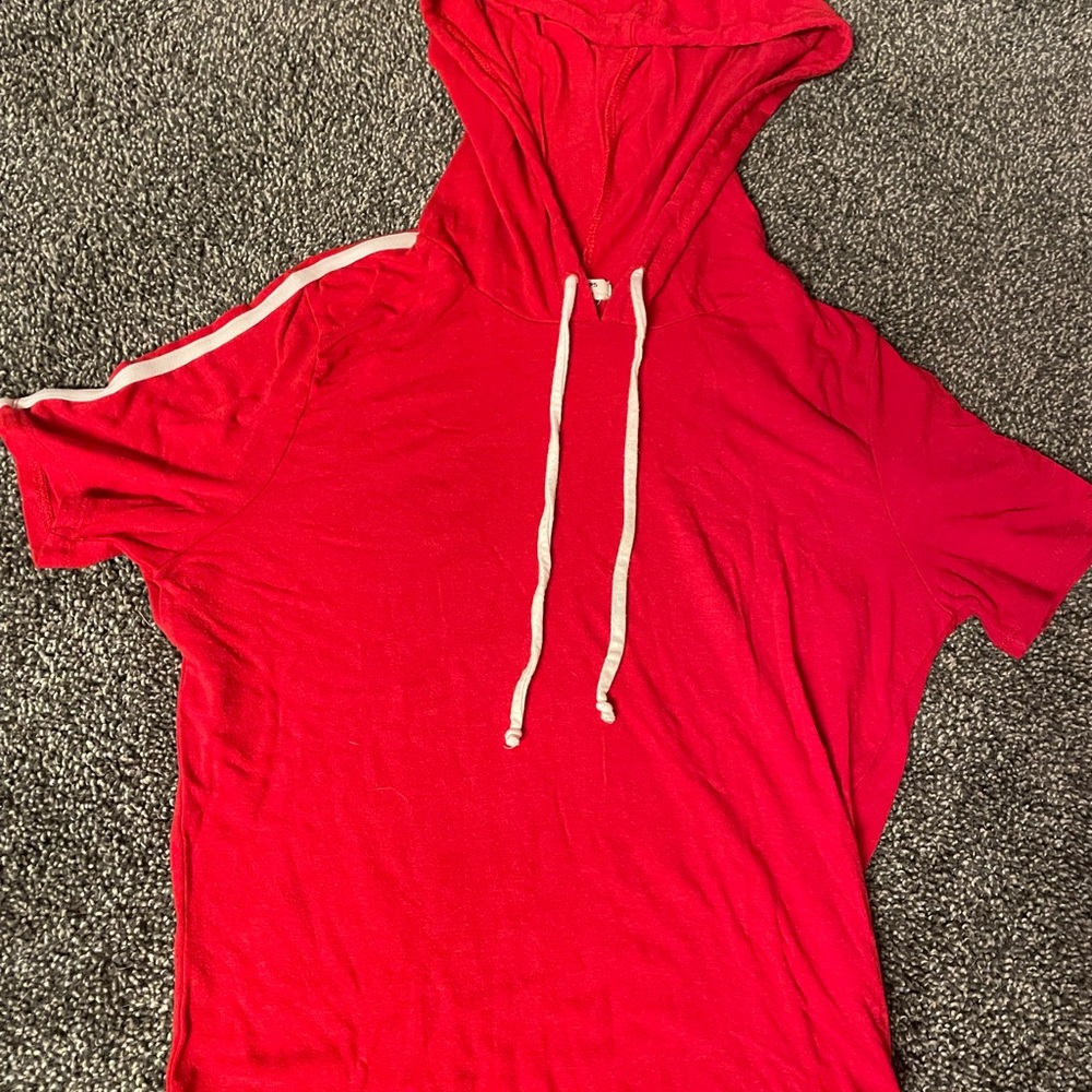Red shirt with hood